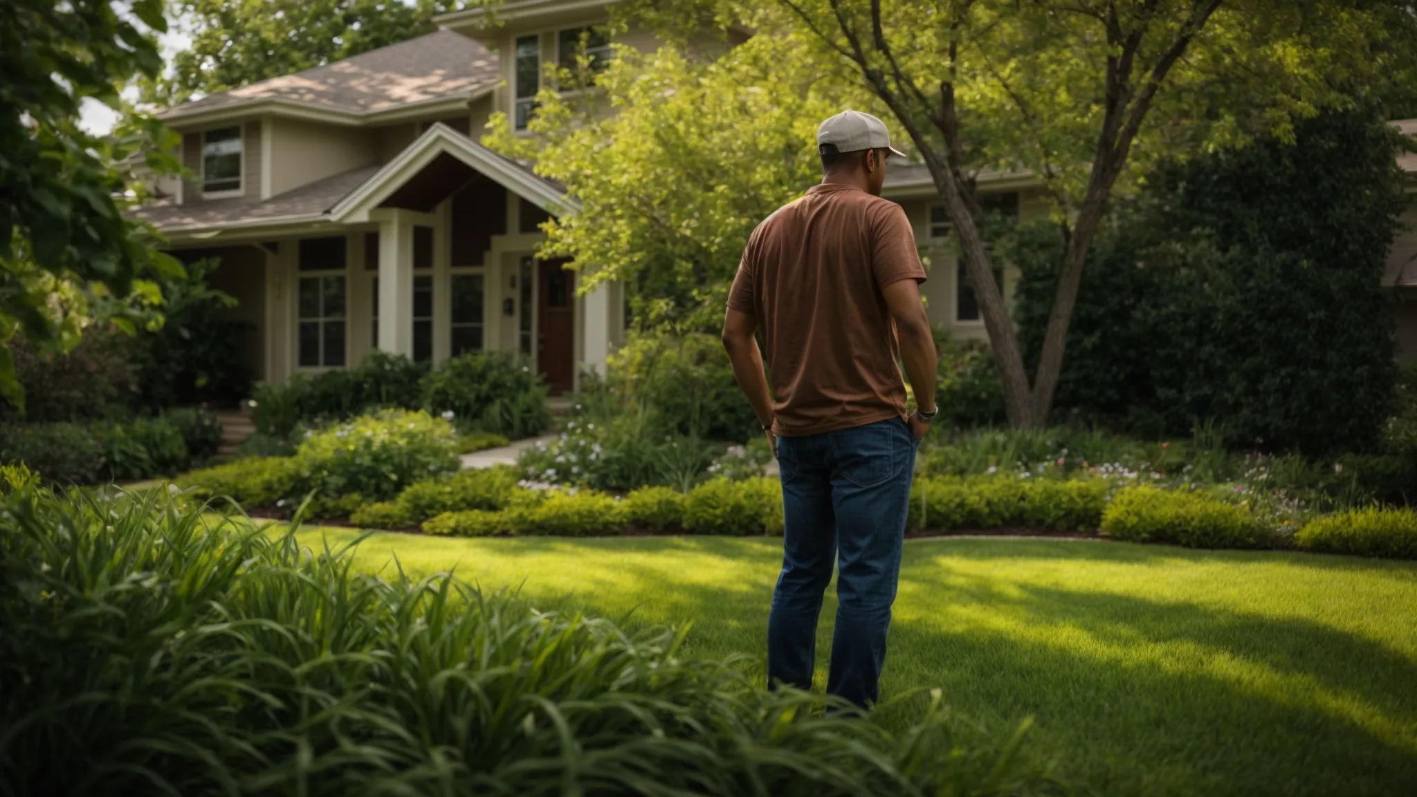 in overland park, a homeowner proudly surveys a flourishing, vibrant lawn, testament to the effectiveness of local organic lawn care practices.